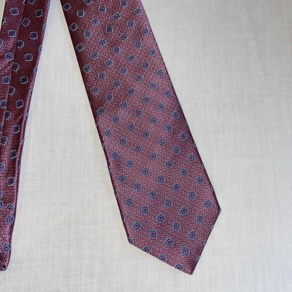 346 Brooks Brothers Dress Tie Men’s Size 57” Pink Geometric 100% Silk Formal - Picture 3 of 12